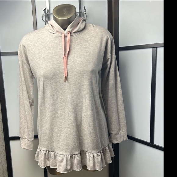 Matilda Jane Gotta Run Tunic Chic Gray Hoodie with Peach Tone Drawstrings Sz 2X - Picture 4 of 17